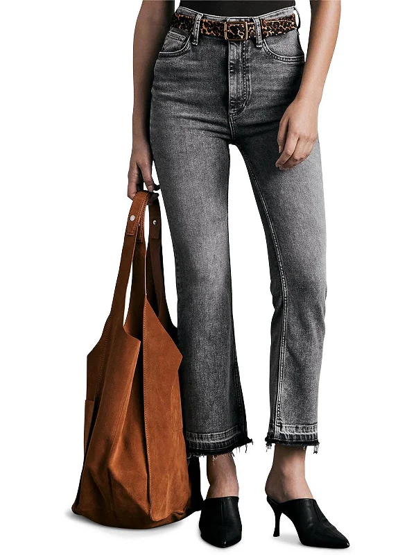 Casey Womens High Rise Ankle Flare Jeans