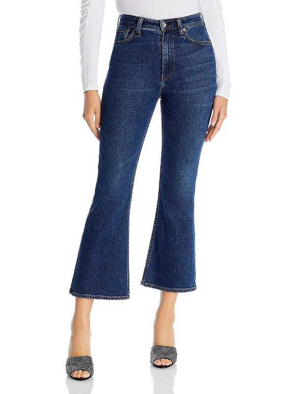 Casey Womens High Rise Ankle Flare Jeans