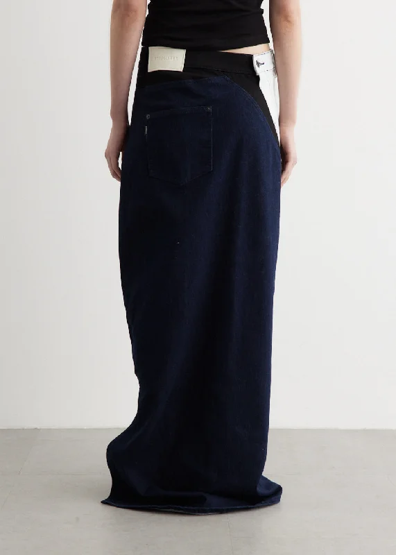 Multiline Triple Denim Skirt