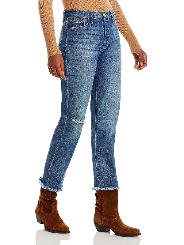 The Honor Womens Straight Cropped Ankle Jeans