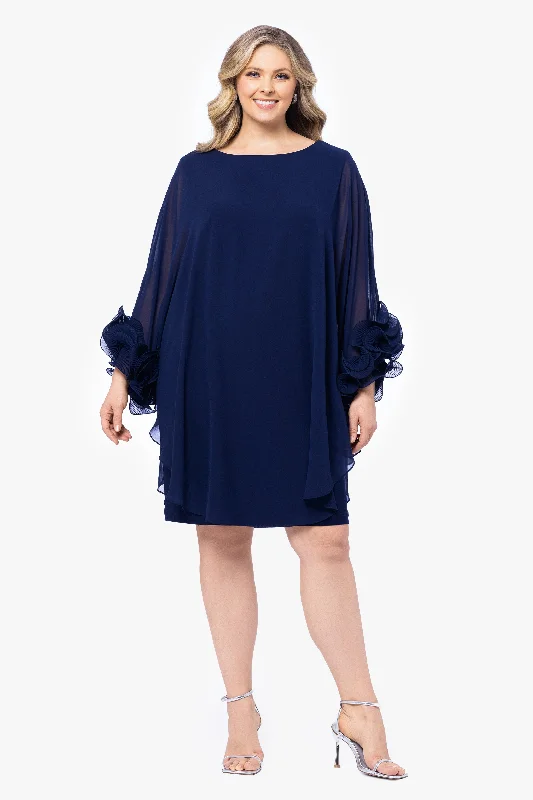 Plus ""Alexandra"" Short Chiffon Overlay Ruffle Dress