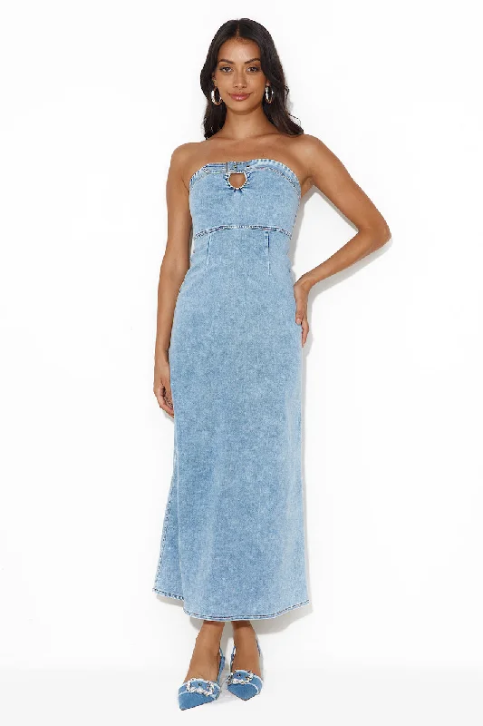 Choice Is Yours Strapless Maxi Dress Denim