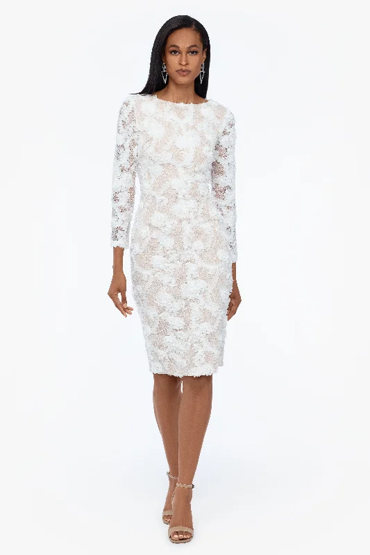 ""Holly"" Knee Length Long Sleeve Lace Dress