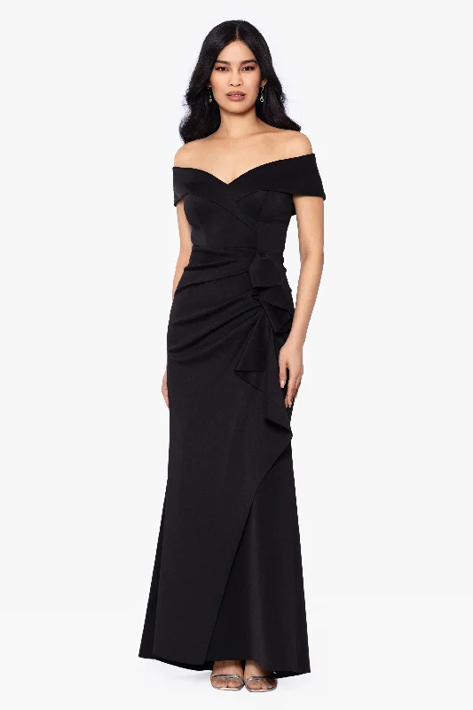 ""Patti"" Long Off the Shoulder Scuba Crepe Dress