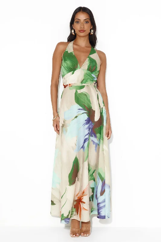 Gili Islands Halter Maxi Dress Green