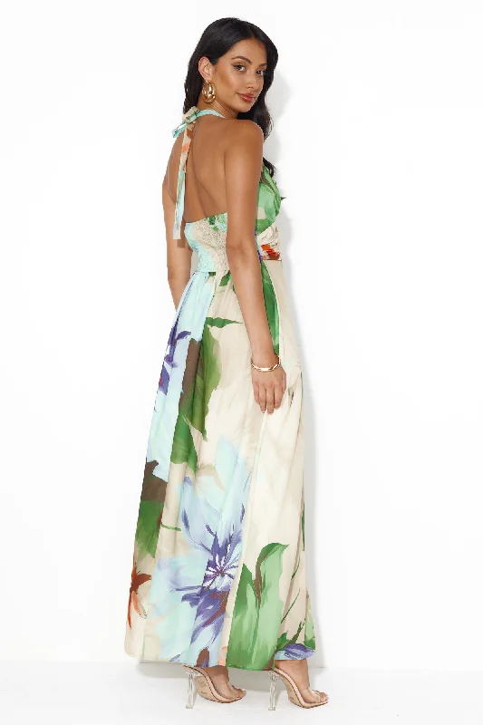 Gili Islands Halter Maxi Dress Green