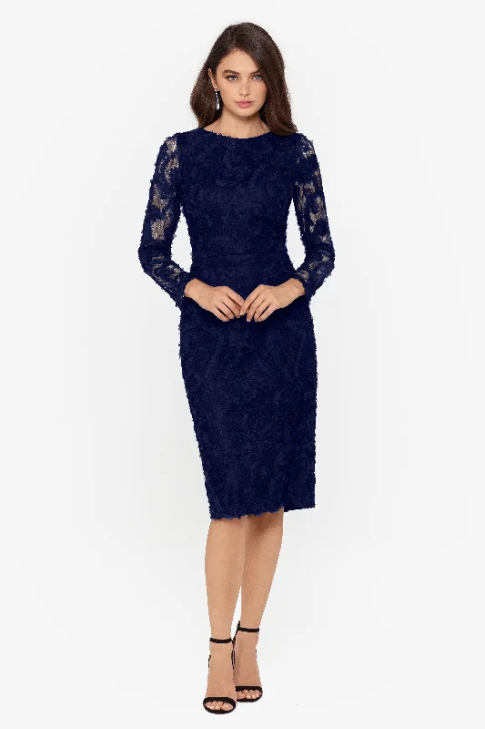 ""Holly"" Knee Length Long Sleeve Lace Dress