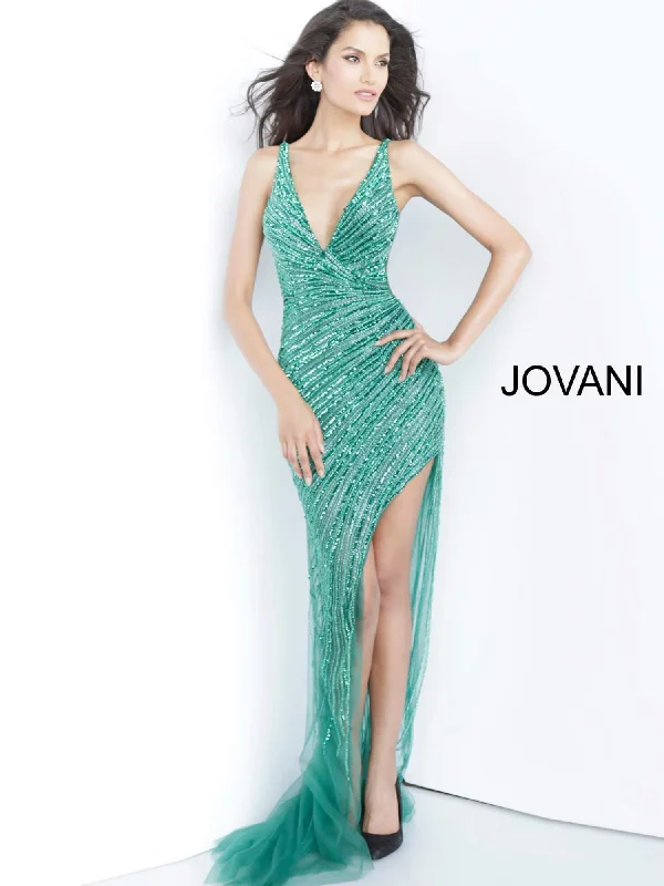 Jovani 63405 Sleeveless V-Neck Open Back Long Dress