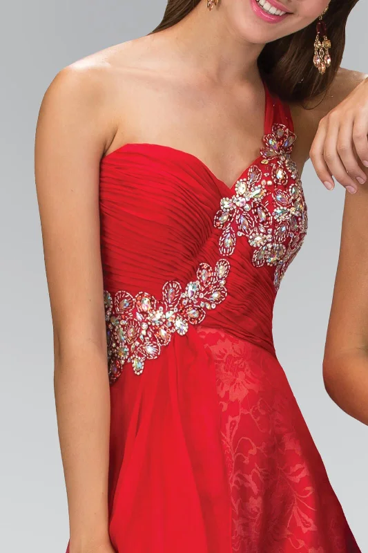 One Shoulder Lace Long Prom Dress Formal