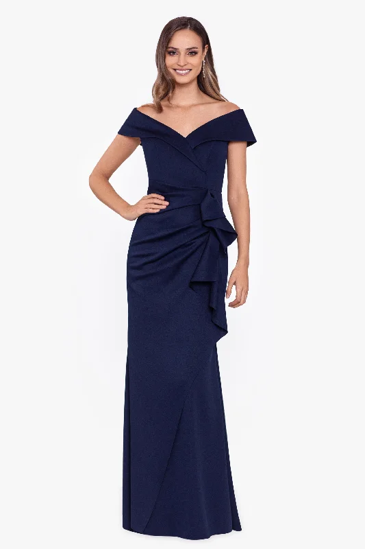 ""Patti"" Long Off the Shoulder Scuba Crepe Dress