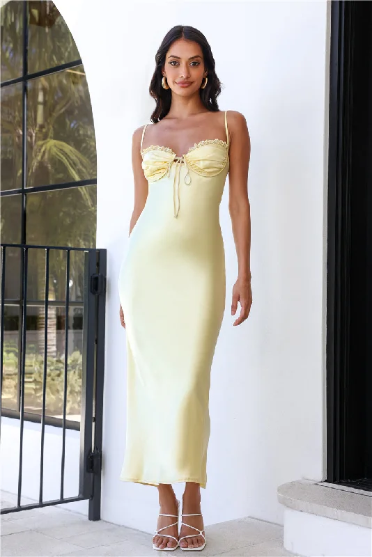 She's Refined Satin Maxi Dress Yellow