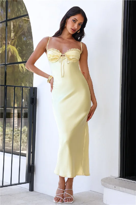 She's Refined Satin Maxi Dress Yellow