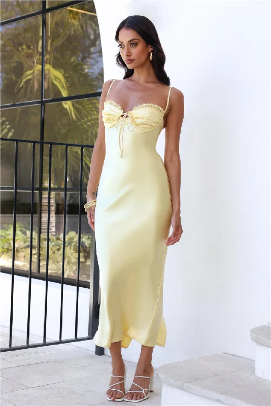 She's Refined Satin Maxi Dress Yellow