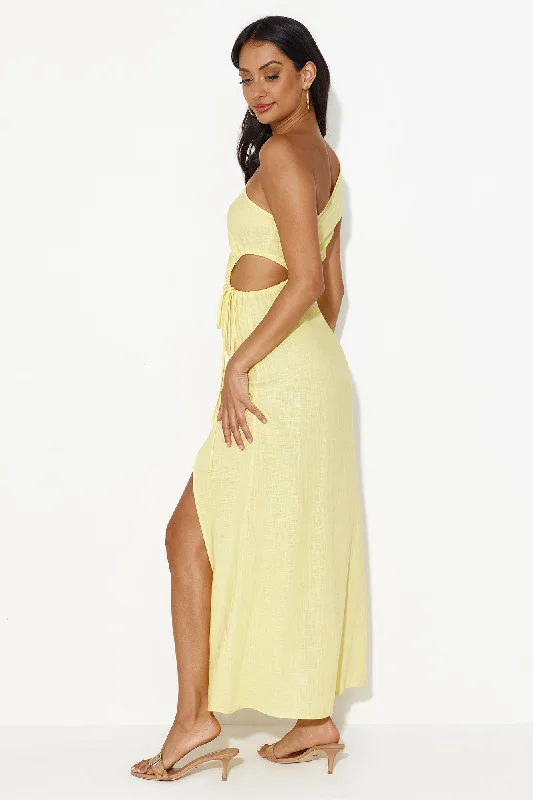 What's Your Name One Shoulder Maxi Dress Yellow