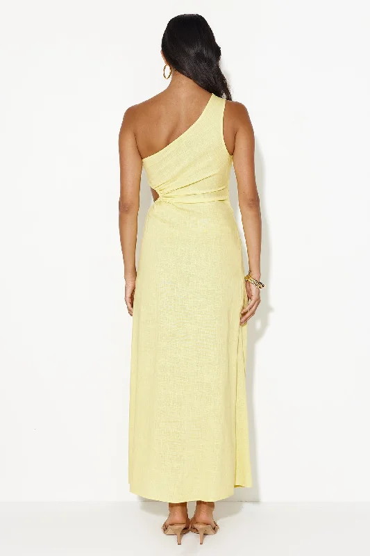 What's Your Name One Shoulder Maxi Dress Yellow