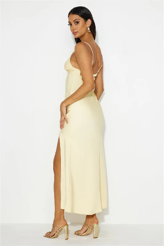 You Are Unique Satin Maxi Dress Yellow