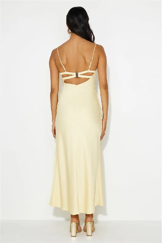 You Are Unique Satin Maxi Dress Yellow