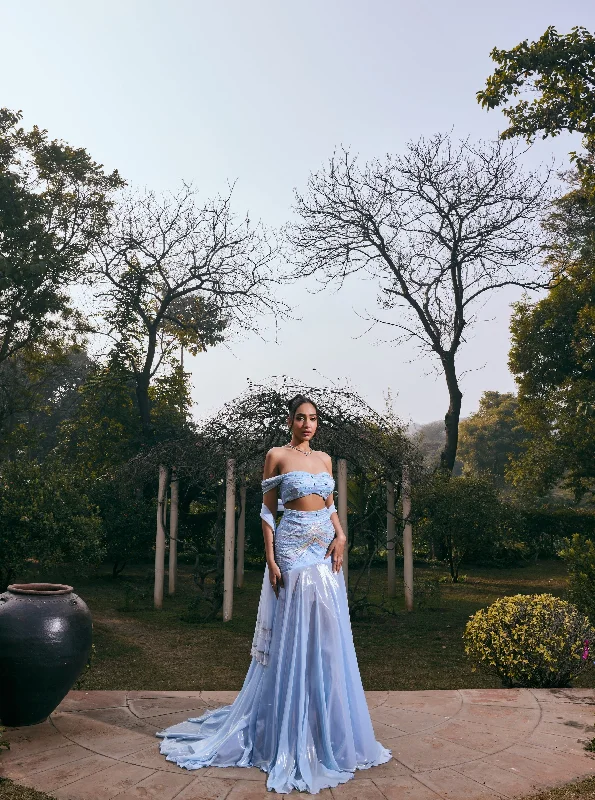 Jasmine Powder Blue Satin and Shimmer Chiffon Lehenga Set