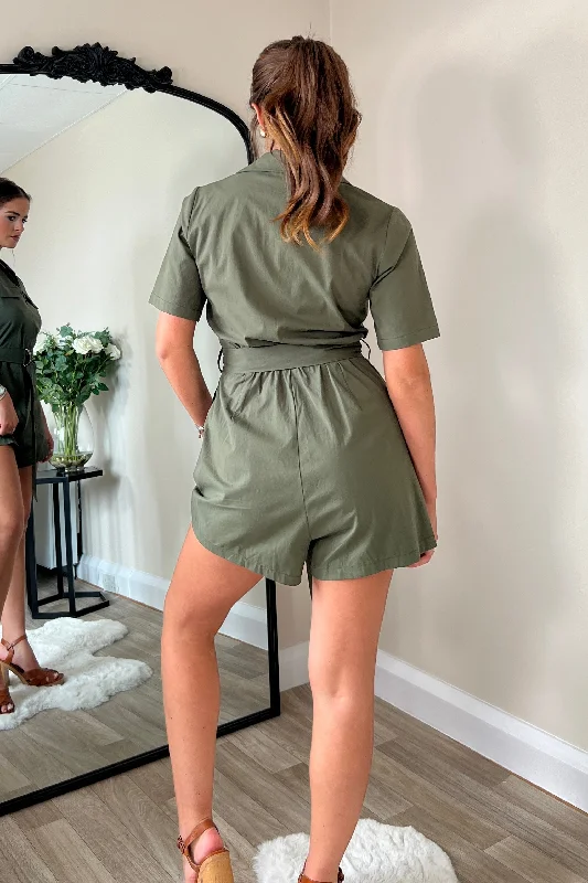 Clementine khaki Utility Style Playsuit