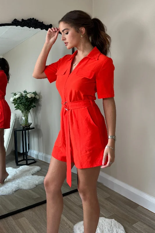 Clementine Orange Utility Style Playsuit