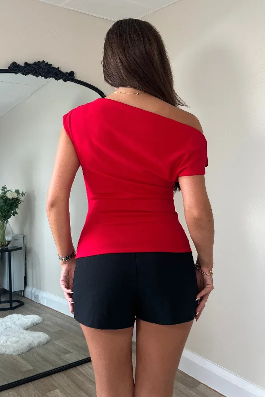 Donna Asymmetric Red Top