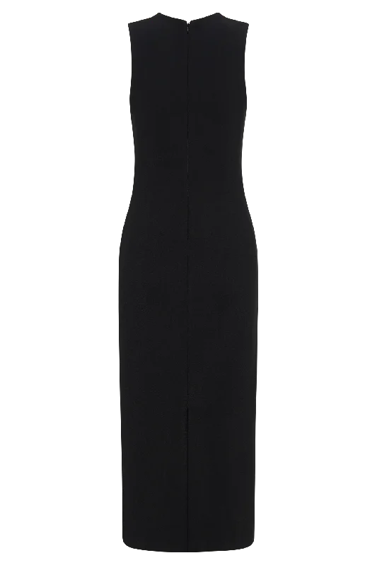 Frida Crepe Midi Dress - Black