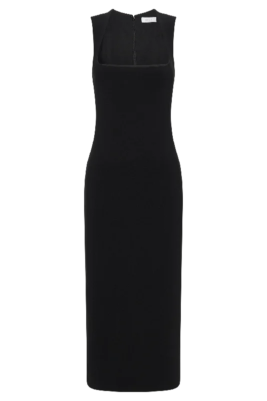 Frida Crepe Midi Dress - Black