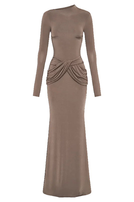 Halcyon Long Sleeve Slinky Maxi Dress - Coco