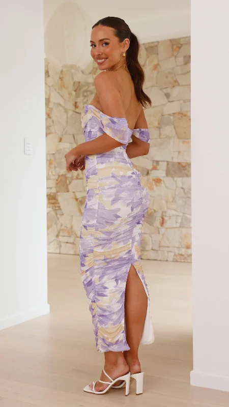 Kylie Maxi Dress - Lilac/Yellow Floral