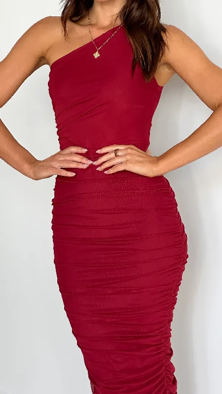 Natalia Midi Dress - Wine