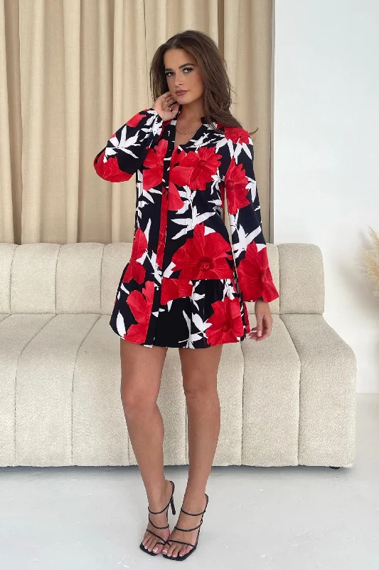 Niki Red Floral Mini Dress