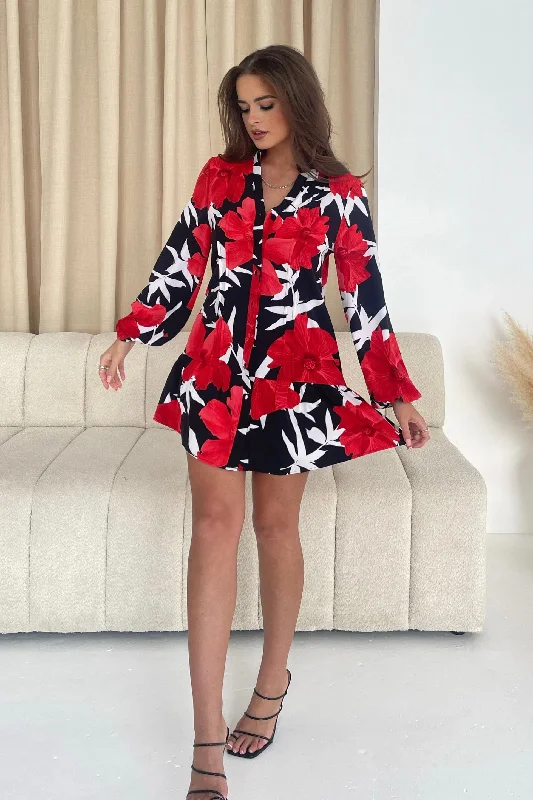 Niki Red Floral Mini Dress