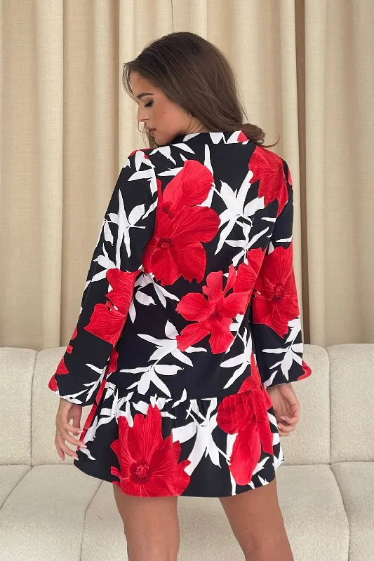 Niki Red Floral Mini Dress