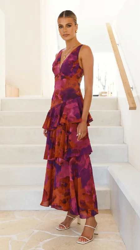 Sachiko Maxi Dress - Purple Print