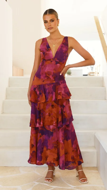 Sachiko Maxi Dress - Purple Print