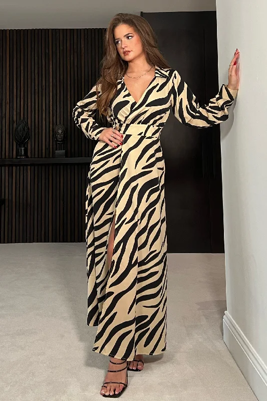 Samantha Brown Zebra Wrap Over Maxi Dress