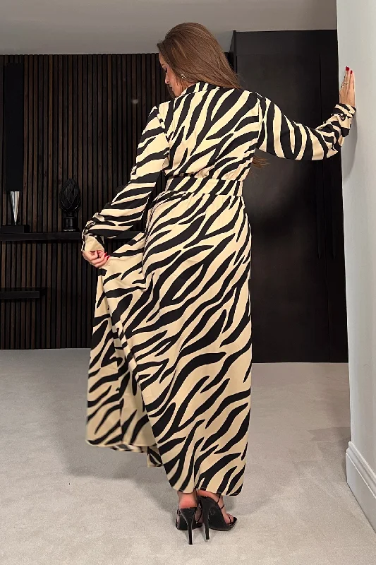 Samantha Brown Zebra Wrap Over Maxi Dress