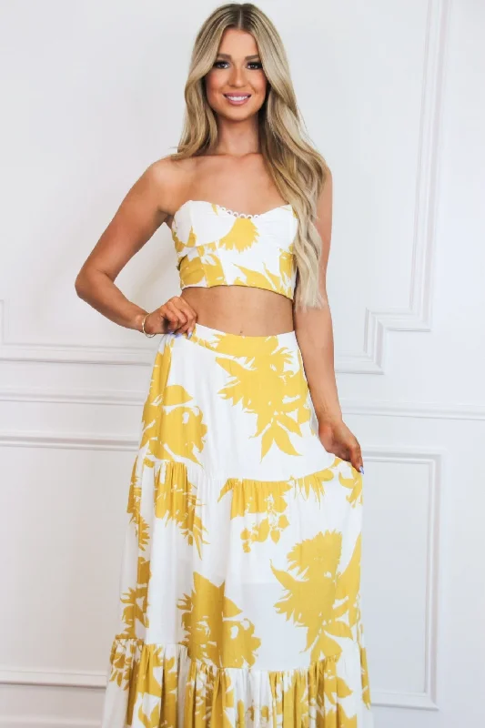 Bimini Floral Two Piece Set: White/Mustard