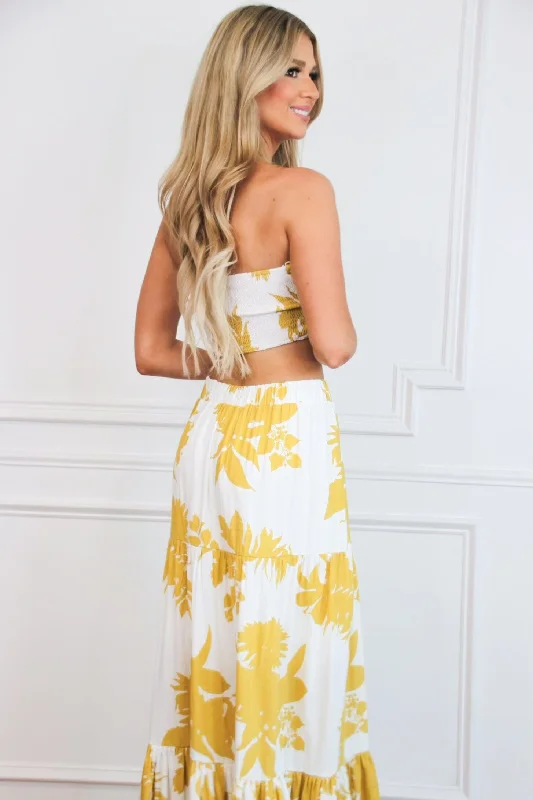 Bimini Floral Two Piece Set: White/Mustard