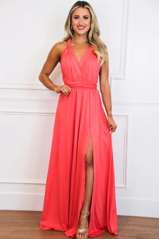 Classic Wrap Maxi Dress: Coral