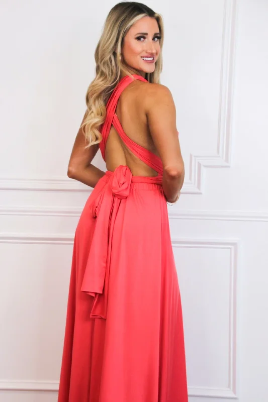 Classic Wrap Maxi Dress: Coral