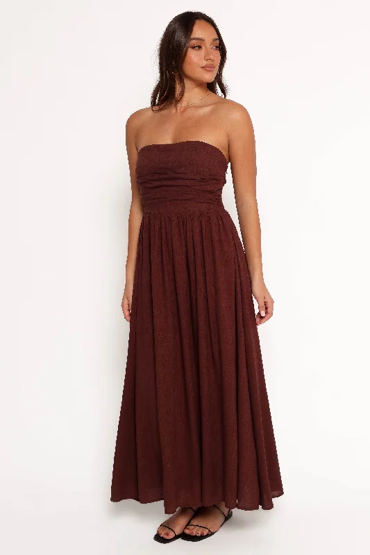 Kayt Strapless Dress - Chocolate Brown