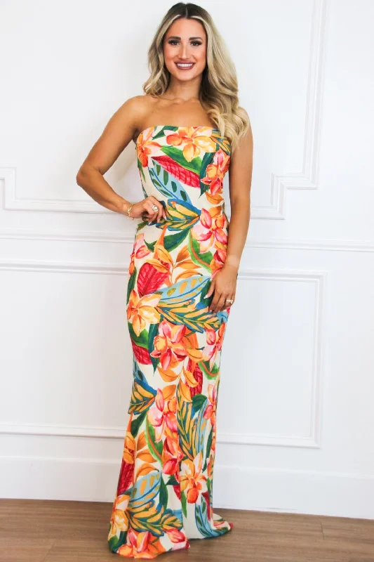 Morgan Strapless Floral Maxi Dress: Botanical Garden Multi