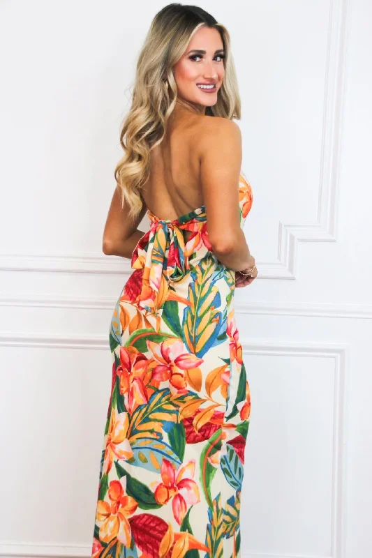 Morgan Strapless Floral Maxi Dress: Botanical Garden Multi