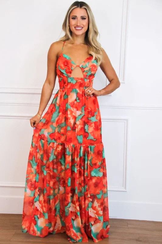 Vandi Floral Maxi Dress: Red Combo