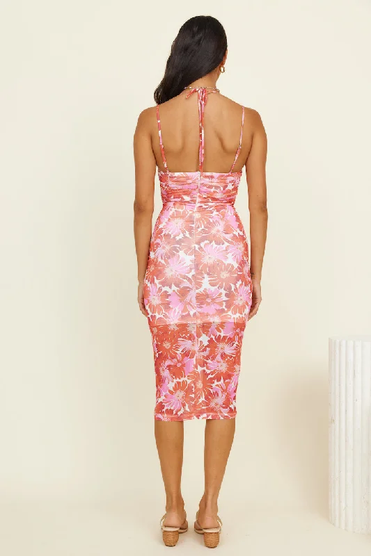 Cherished Dreams Midi Dress Pink