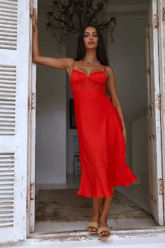 In This Lifetime Midi Dress Red