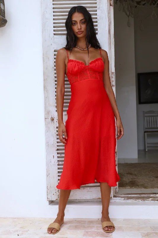 In This Lifetime Midi Dress Red