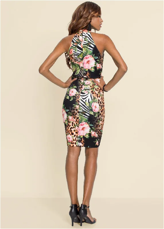 Printed bodycon dress - Black Multi