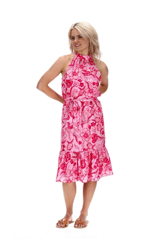 Jalen Floral Halter-Neck Dress